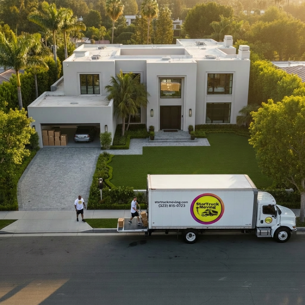 Moving truck on the road