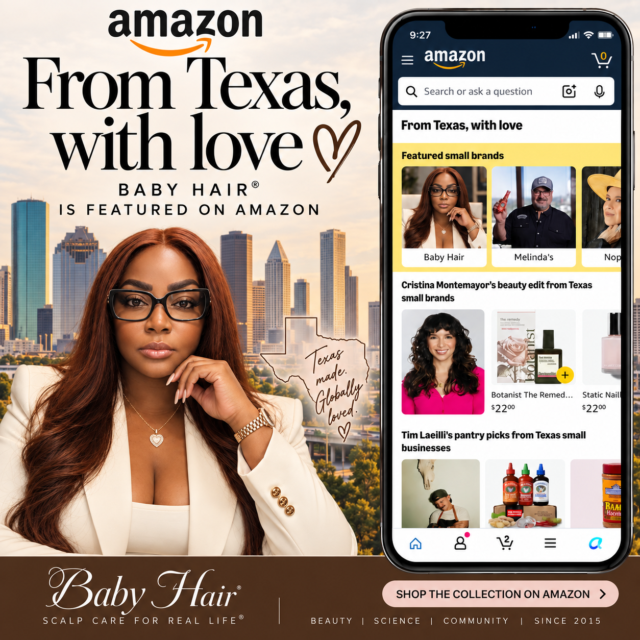 Baby Hair® featured small brand in Amazon From Texas With Love campaign.