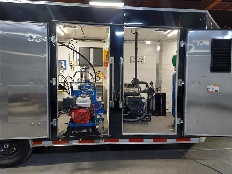 spray foam rig generator and compressor compartment custom power system installation