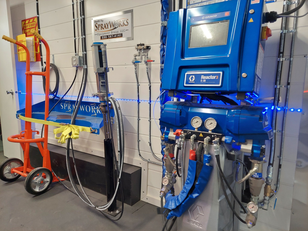 Graco Reactor 3 E-30 proportioner installed in SprayWorks rig