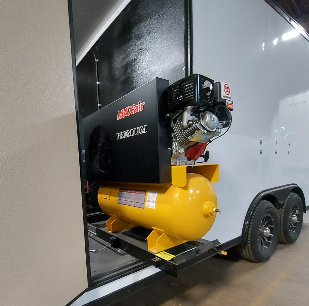 35 CFM gas-powered compressor with air drying and filtration system for proportioner operation