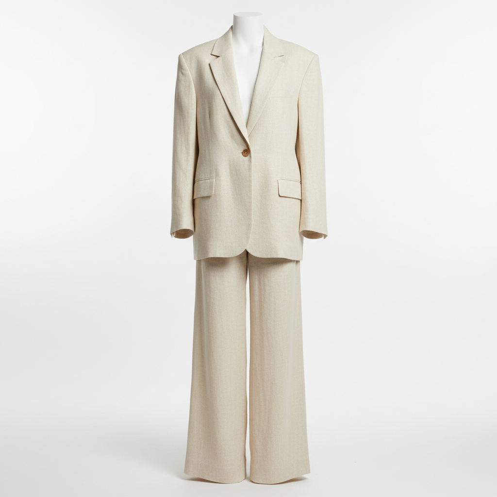 Oversized Linen Blazer & Wide-Leg Trouser Set