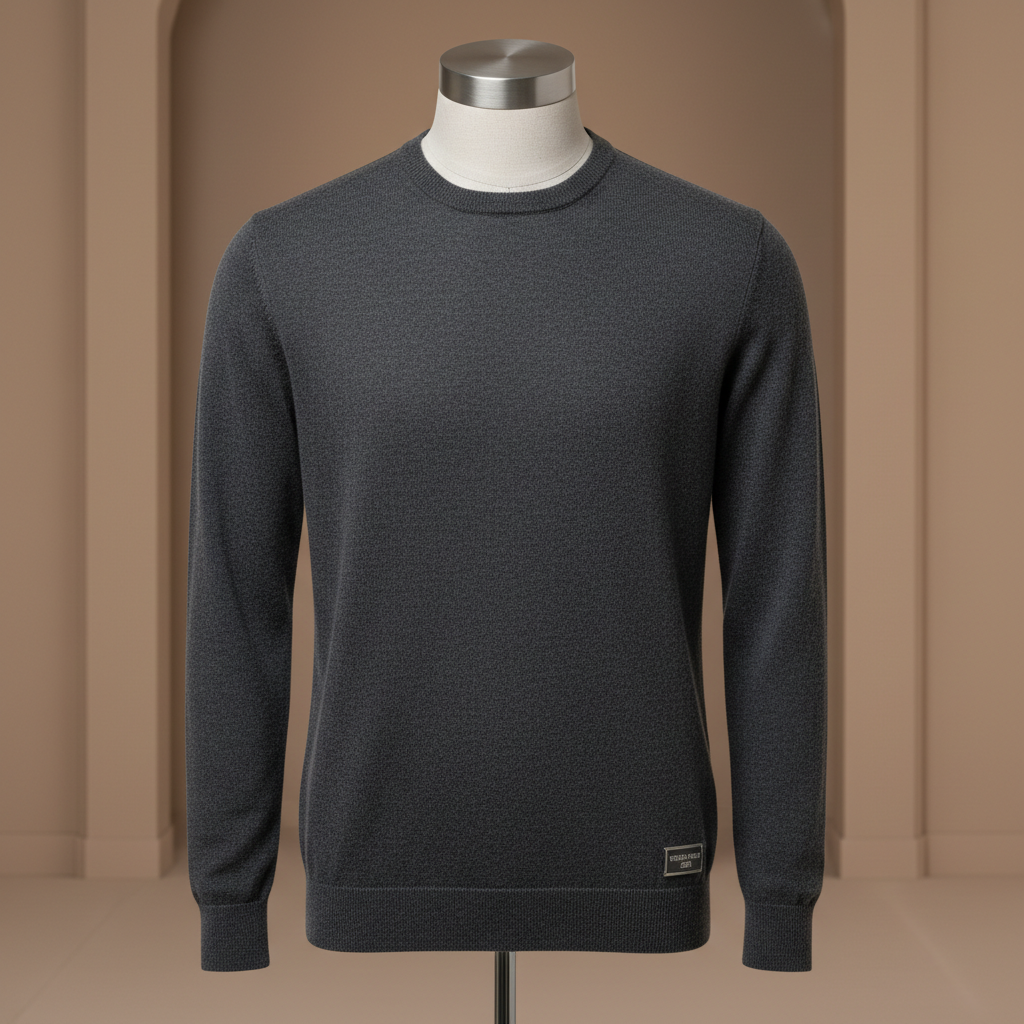 Men's Kashmir Pashmina Crewneck — Charcoal