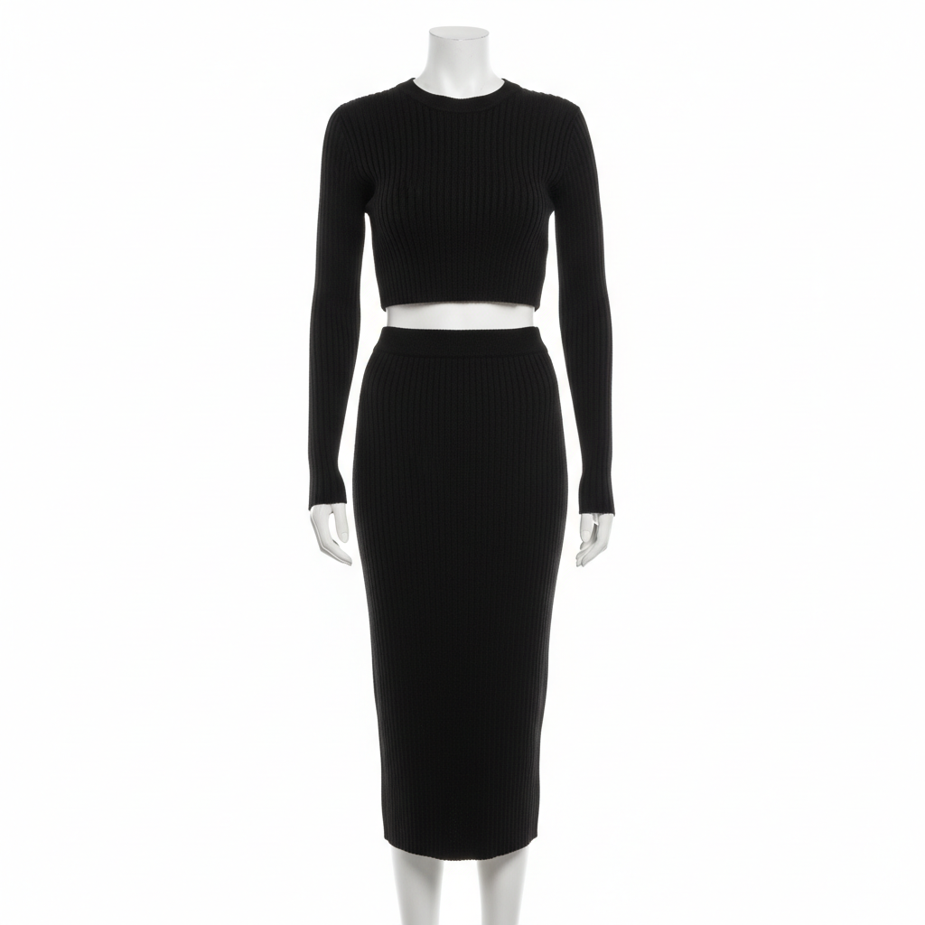 Black Ribbed Knit Co-ord Set