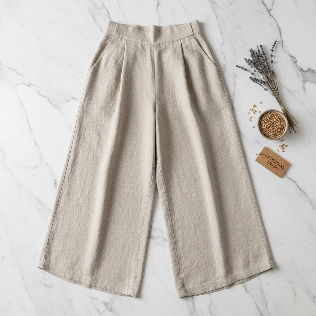 Women's Pure Linen Wide-Leg Palazzo — Oat Beige