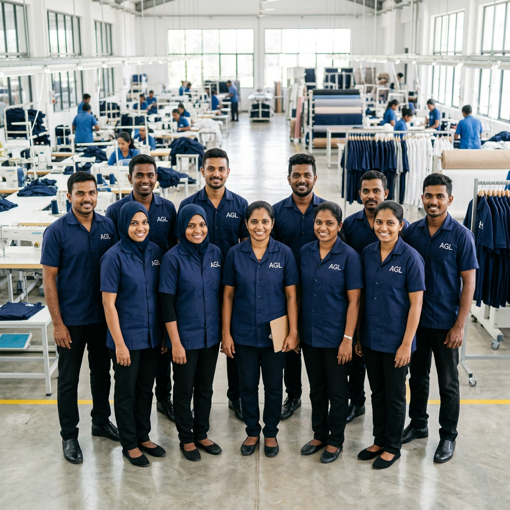 AGL team workers branded uniforms ethical manufacturing Sri Lanka garment factory