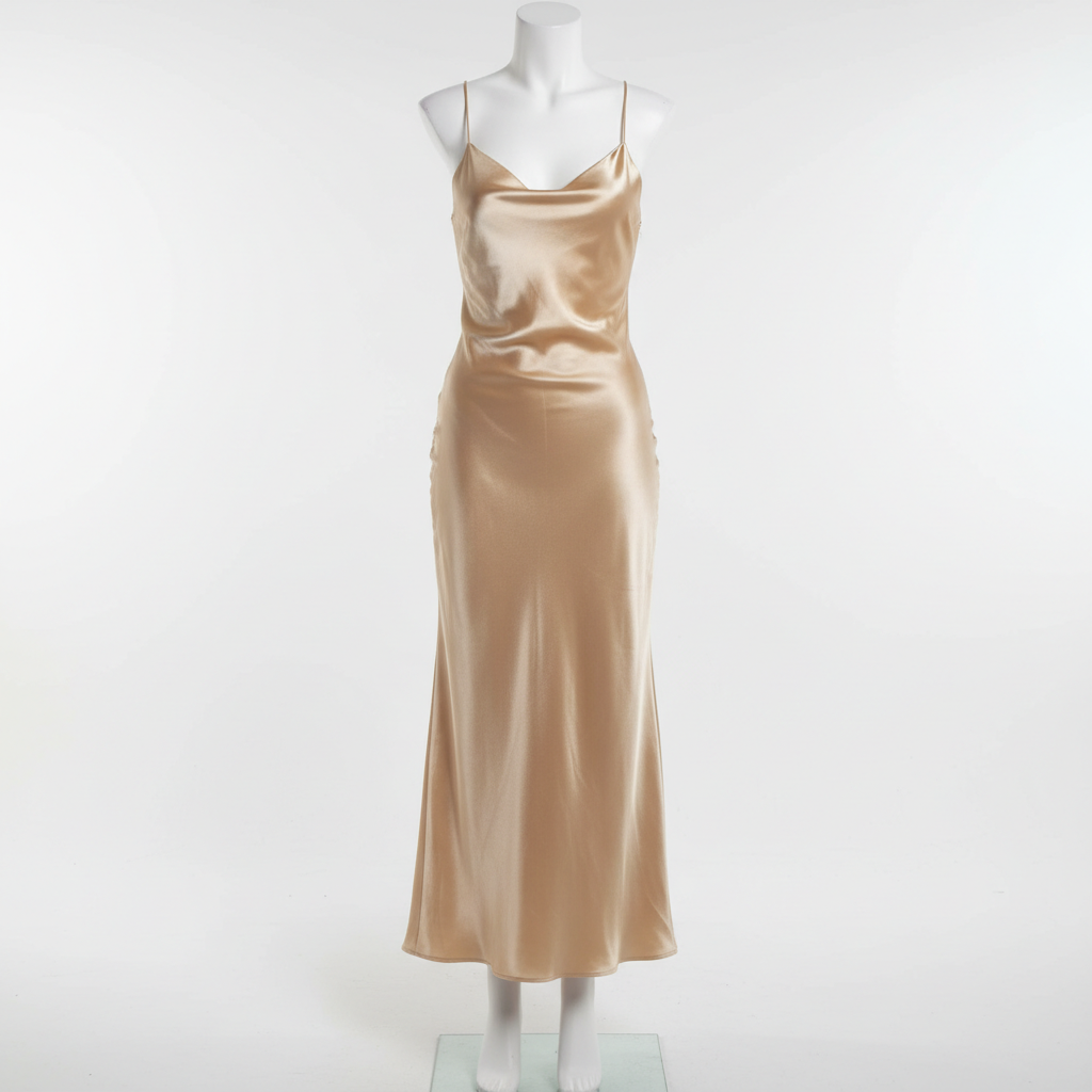 Women's Champagne Satin Slip Dress
