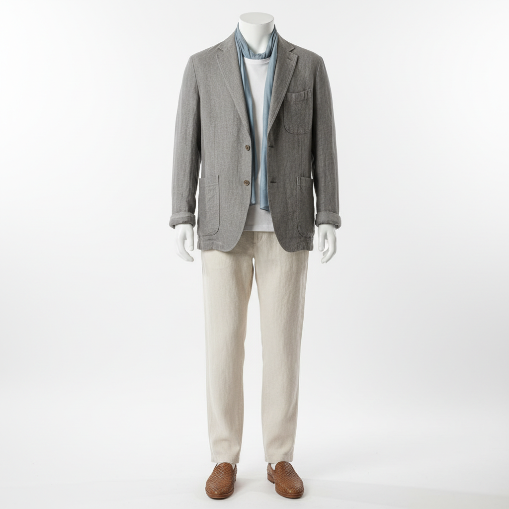 Men's Pure Linen Unlined Blazer — Stone Grey