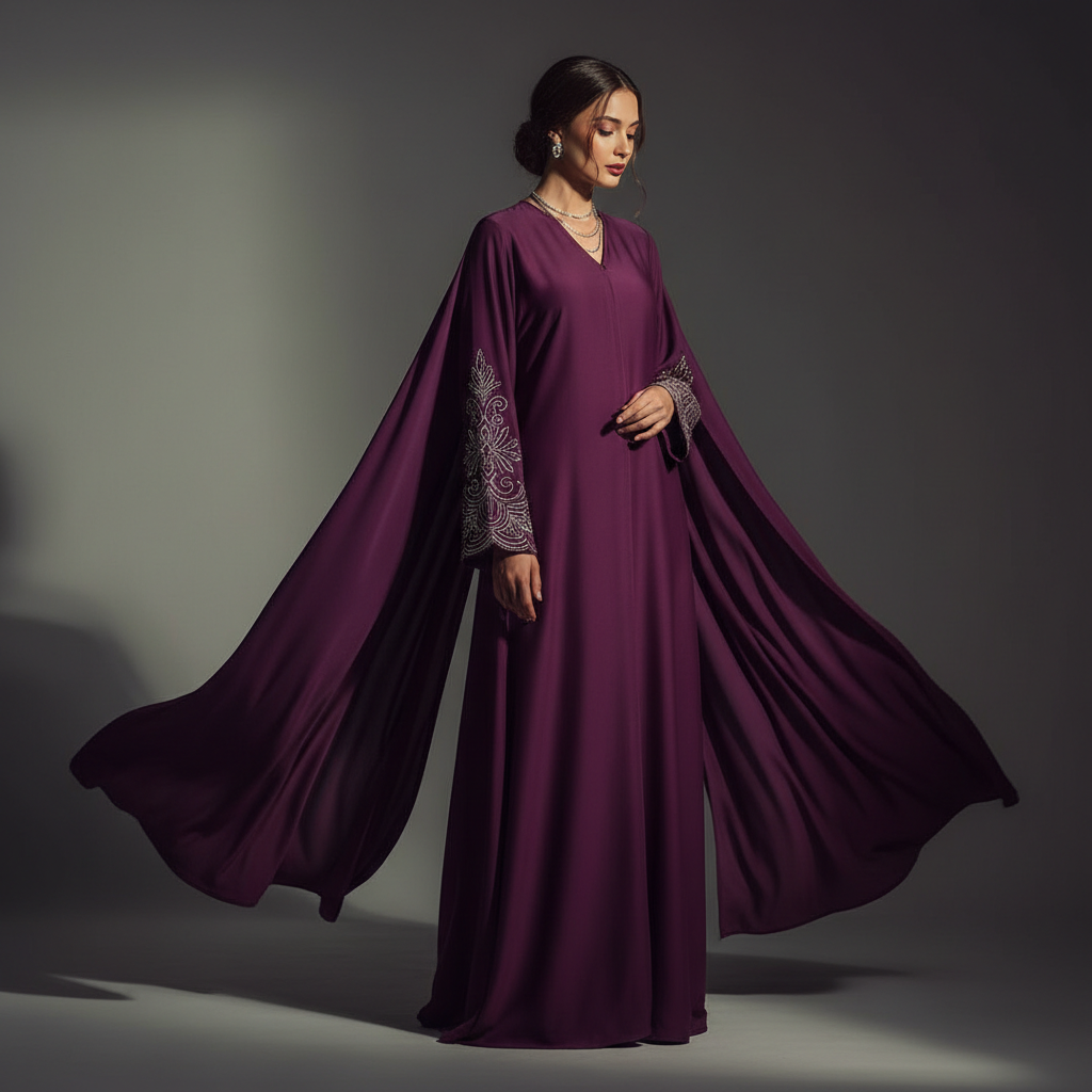 Deep Plum Waterfall Cape Abaya