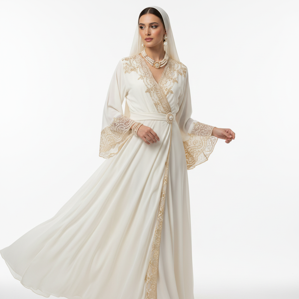Ivory Bridal Abaya