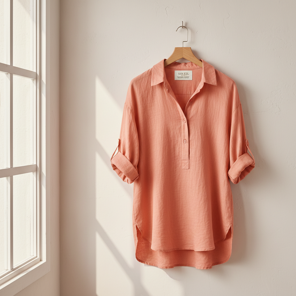 Women's Pure Linen Shirt — Washed Coral