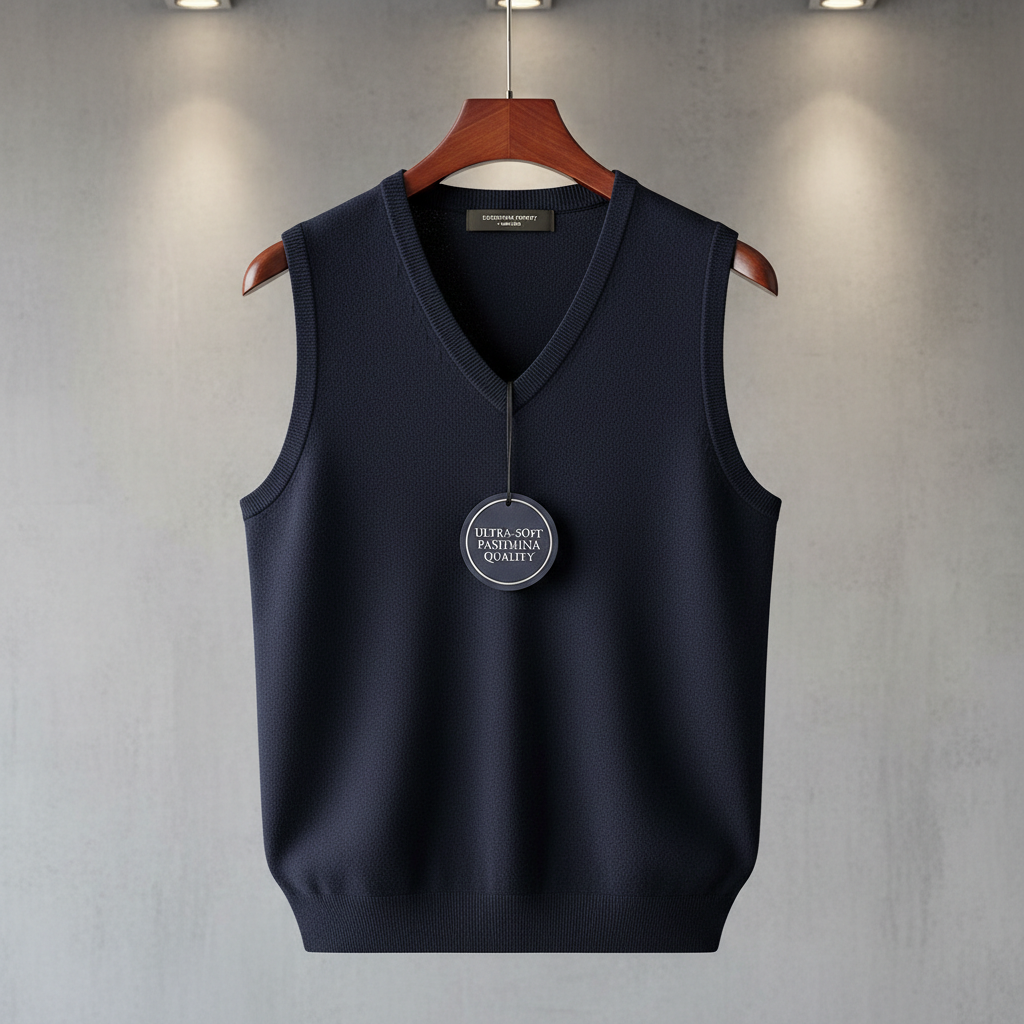 Men's Kashmir Cashmere V-Neck Vest — Navy
