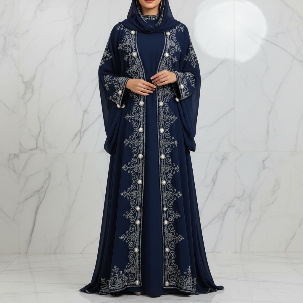Navy Open-Front Abaya