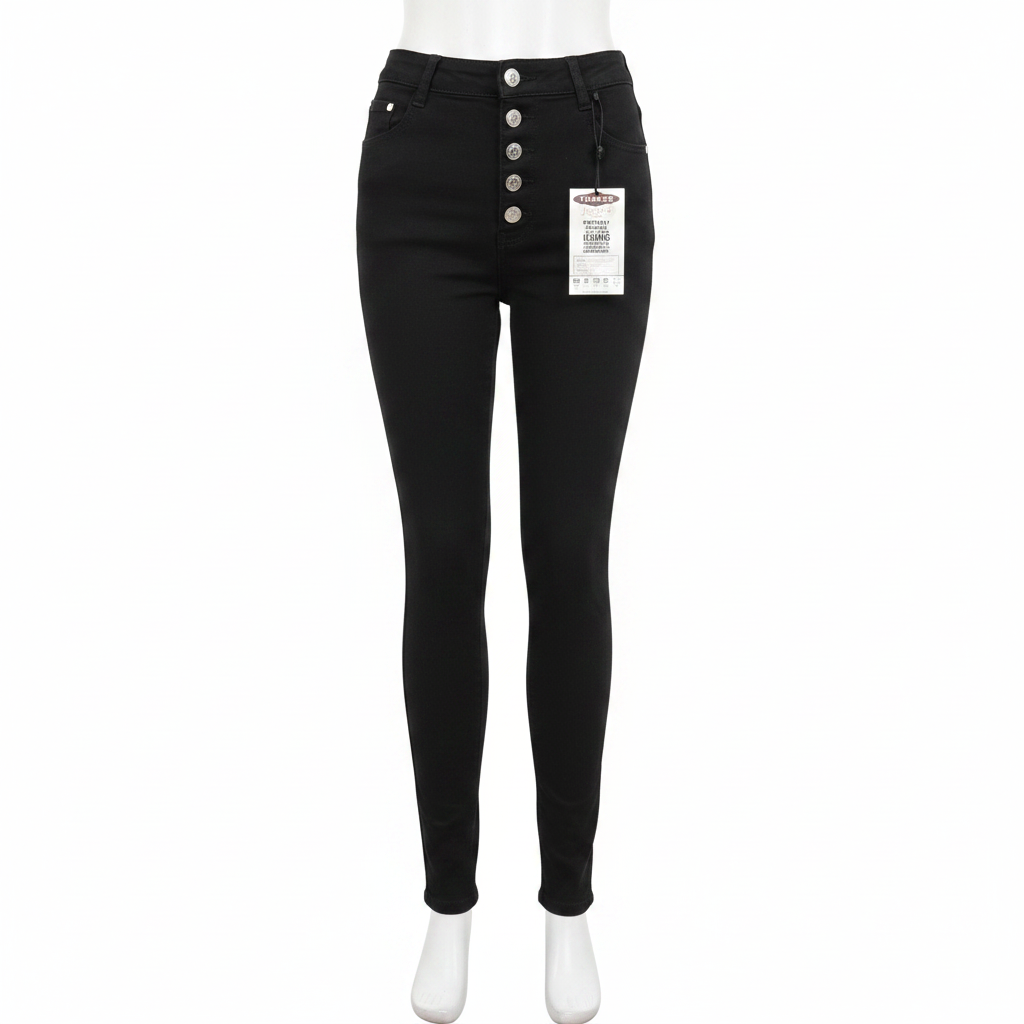 Black High-Waist Button Fly Jeans