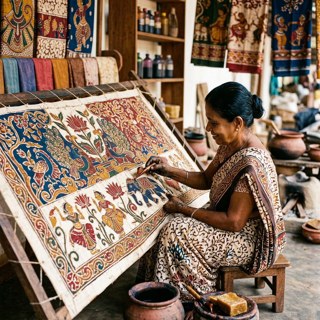 Traditional Sri Lankan batik fabric patterns handcraft