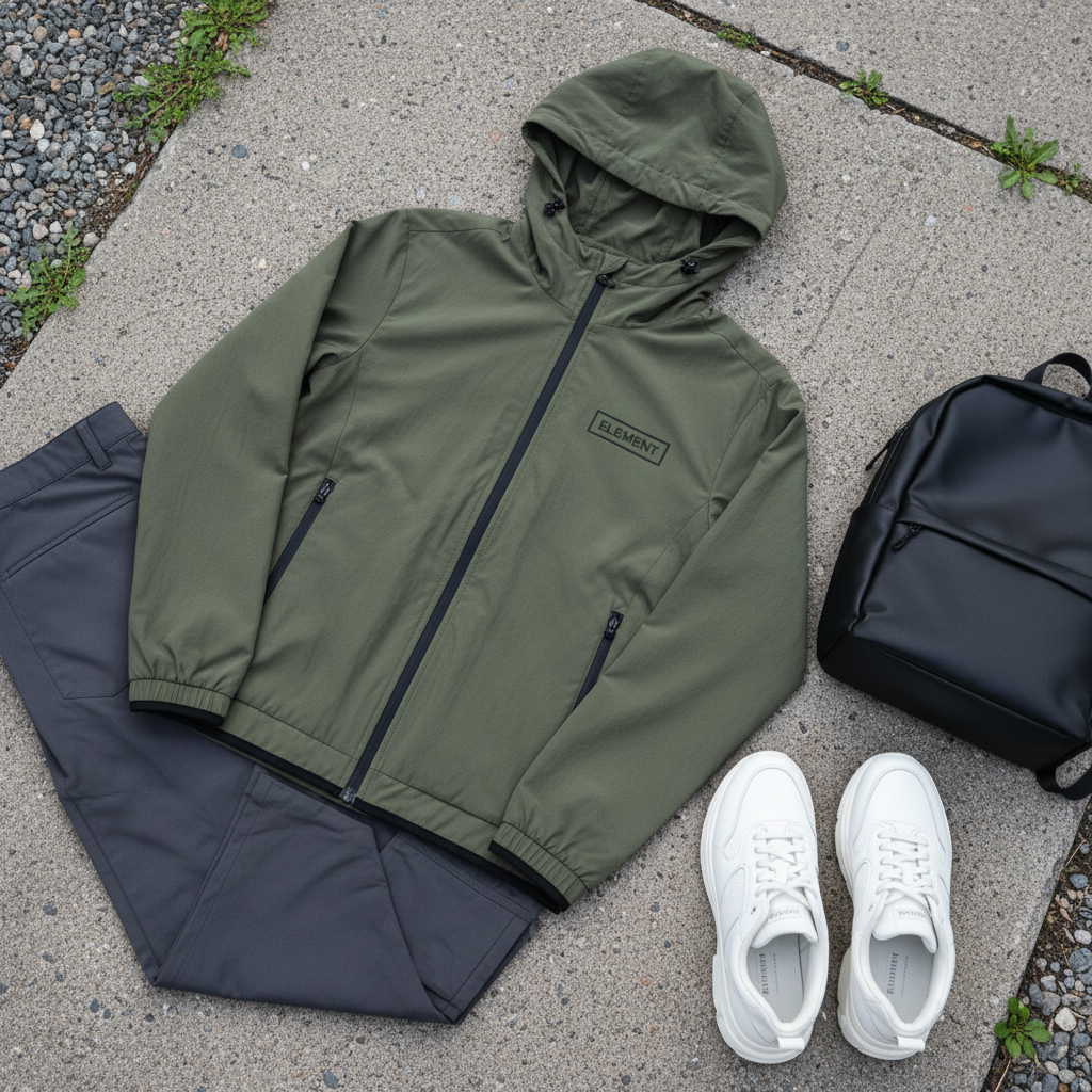 Olive Green Unisex Windbreaker Jacket