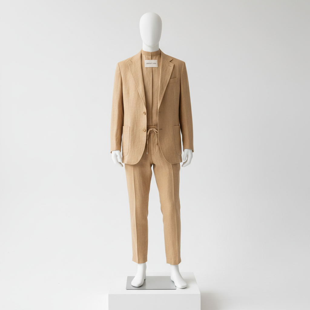 Men's Pure Linen Two-Piece Suit — Sand Beige
