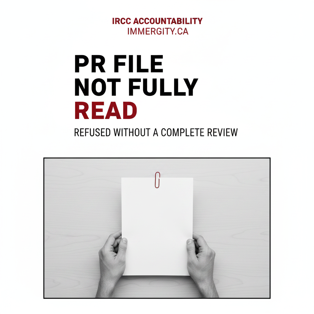 IRCC PR application refused without completing review — Express Entry administrative error 2026