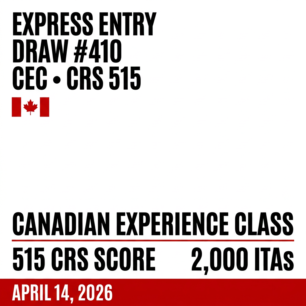 Express Entry Draw #410 CEC CRS 515 April 14 2026 — IMMERGITY