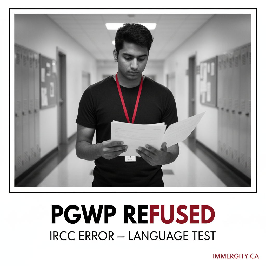 PGWP refused missing language test IRCC error 2026 — reconsideration guide by IMMERGITY RCIC Mississauga