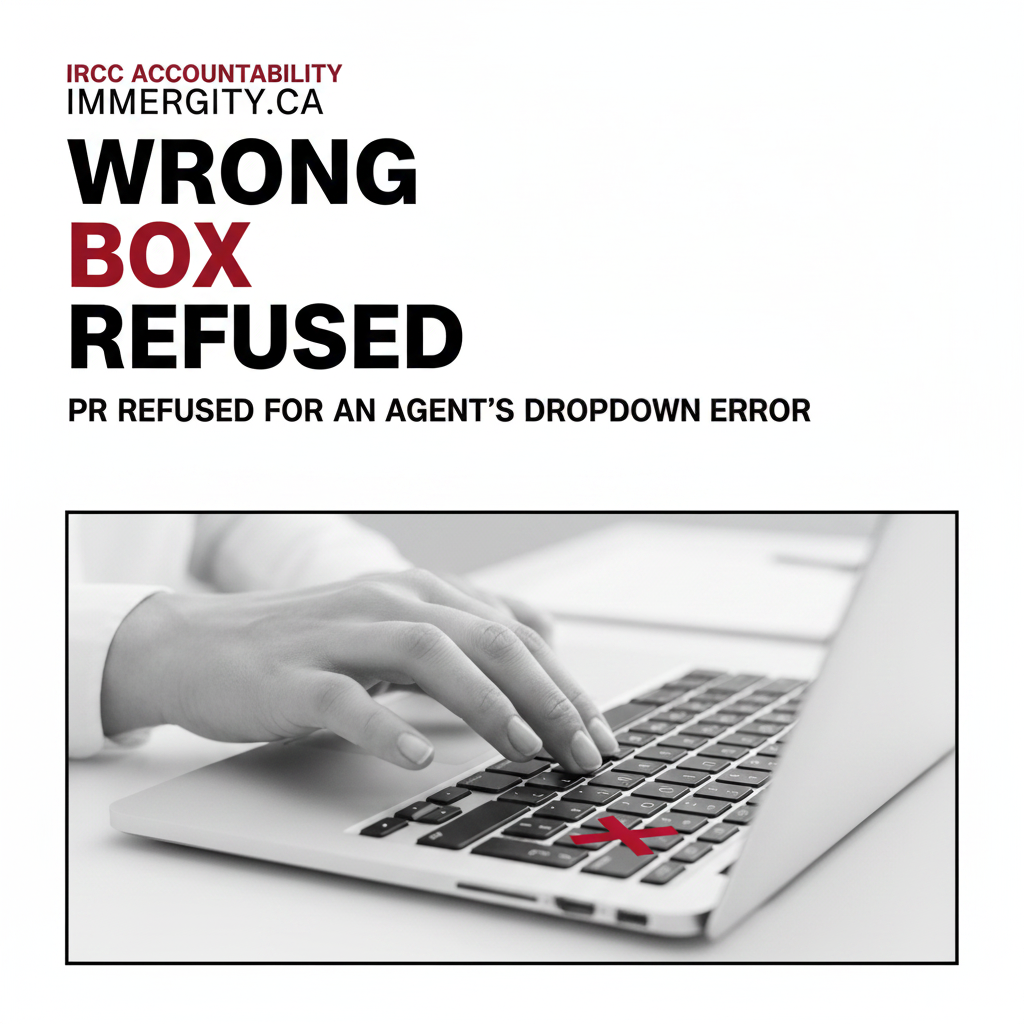 Express Entry PR refused agent dropdown error — no procedural fairness letter issued IRCC 2026
