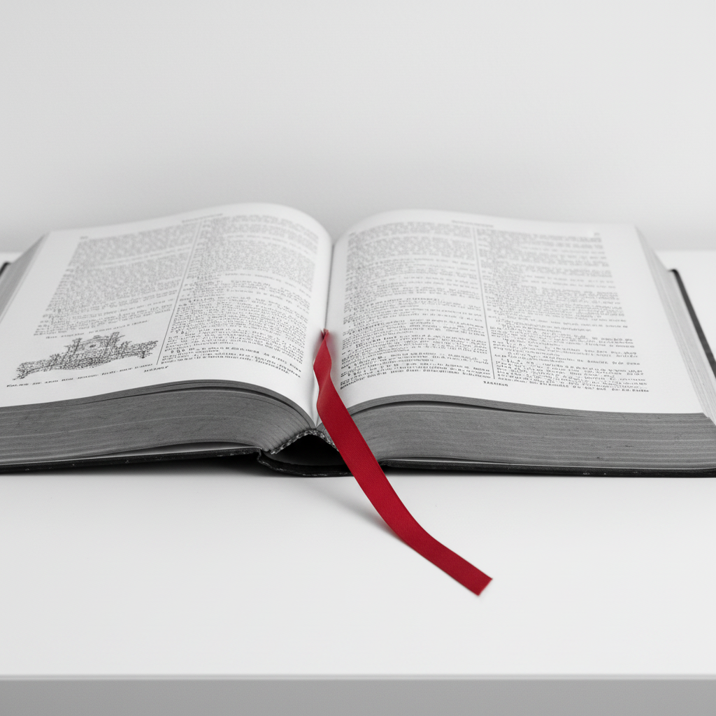French dictionary open on a white desk with a red ribbon bookmark — representing Express Entry Draw 414 French-language proficiency CRS 400