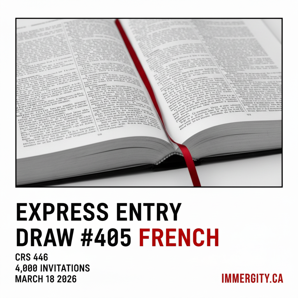 Express Entry Draw #405 March 18 2026 — French Language Proficiency — CRS 446 — 4,000 ITAs issued — IMMERGITY Canada