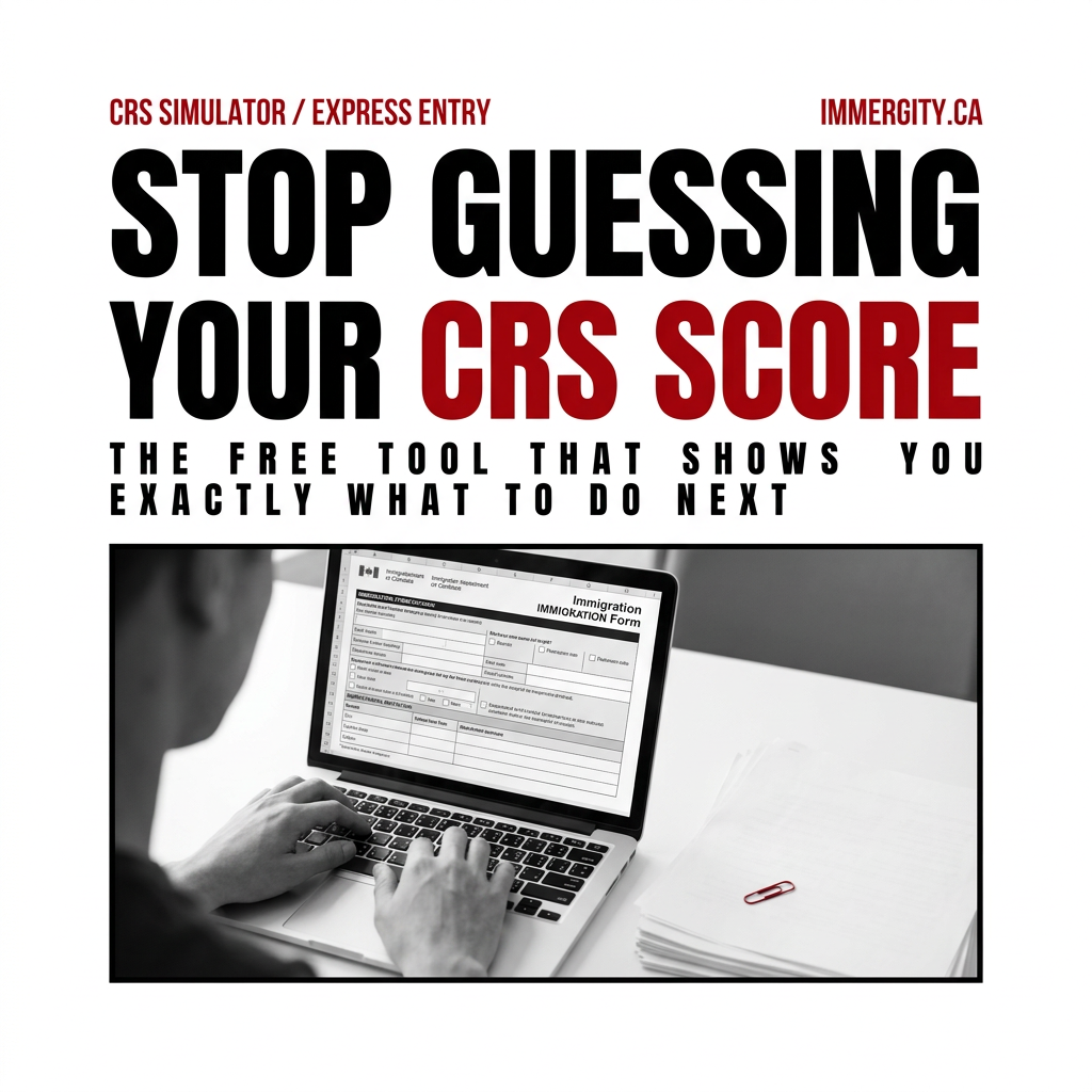 IMMERGITY CRS Simulator guide 2026 — free Express Entry score projection tool Canada
