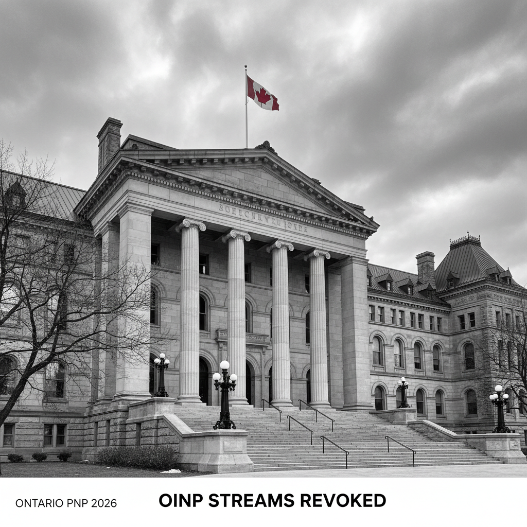 Ontario legislature building — OINP streams revoked May 2026