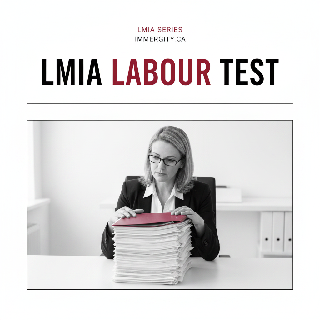 LMIA labour market test recruitment requirements Canada 2026 — hiring manager reviewing job applications