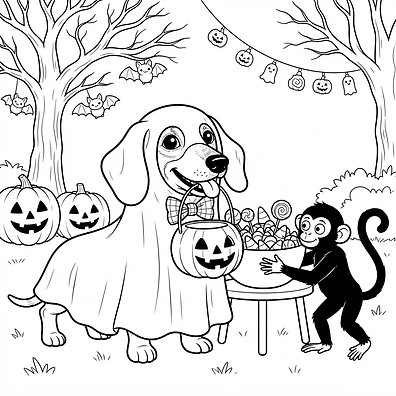 Ween Happy Halloweenie coloring page preview