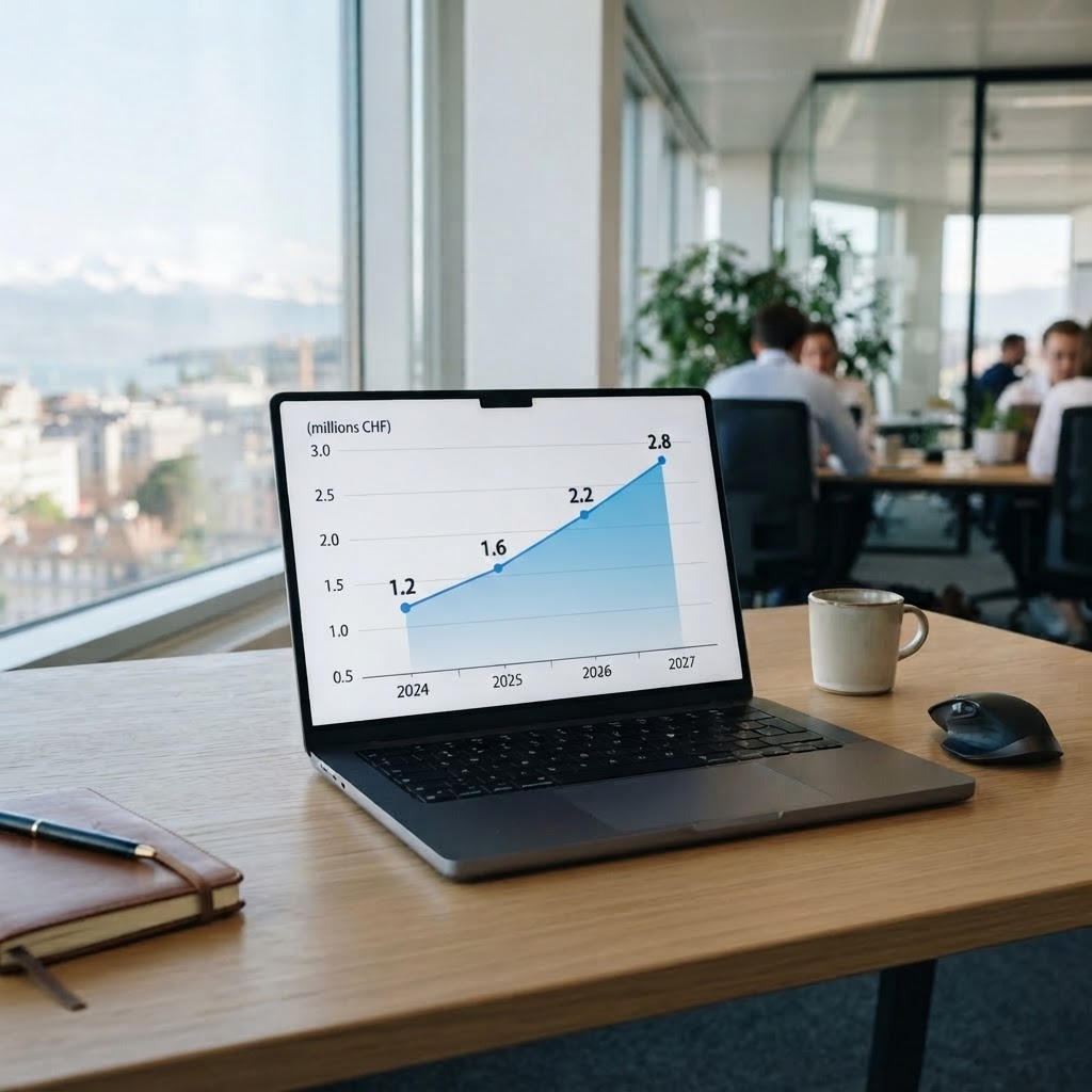 Courbe de valorisation d'entreprise en forte progression dans le temps