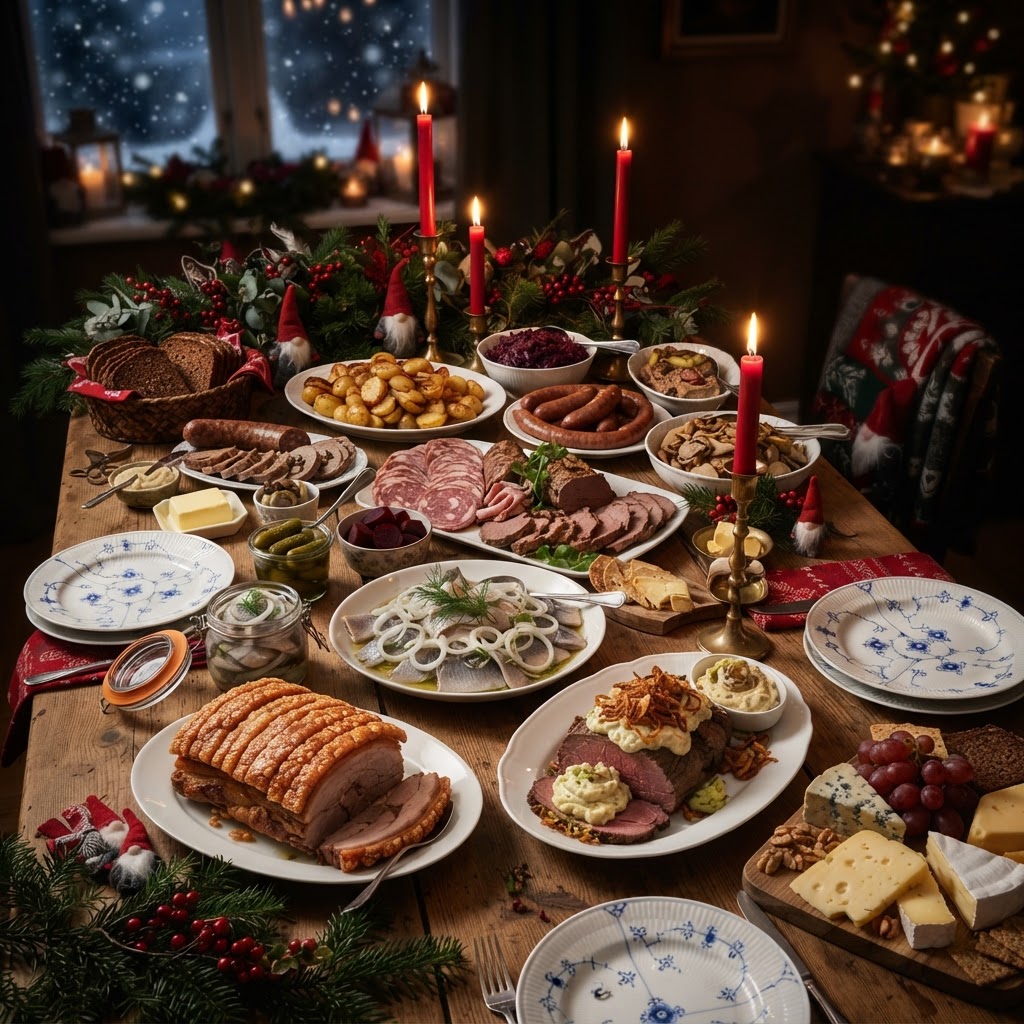 Dansk julefrokost bord