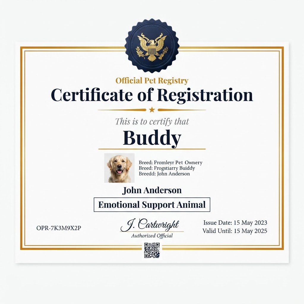 Official Pet Registry Certificate