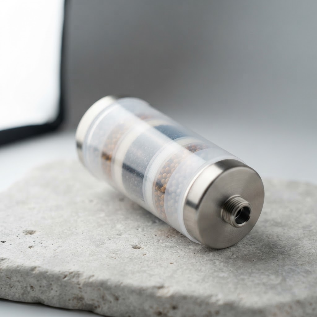 Splash replacement cartridge showing layered filtration media