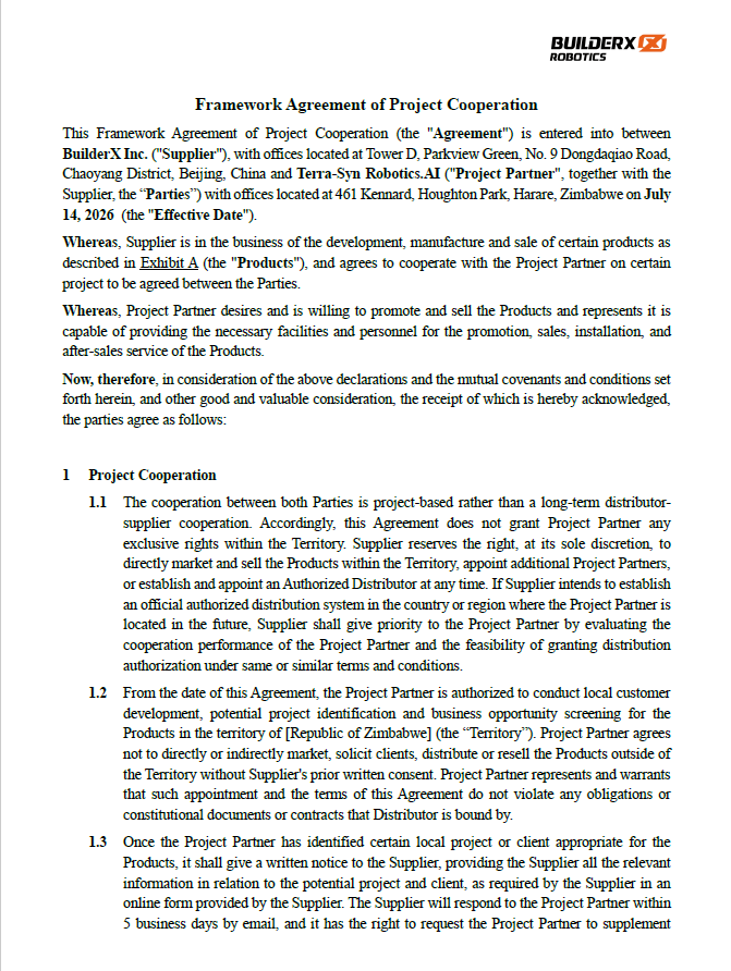 Framework Agreement of Project Cooperation