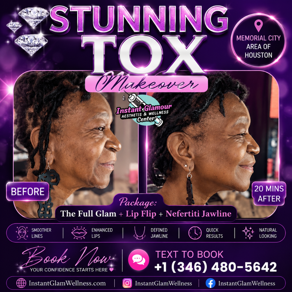 Stunning Tox — Full Glam + Lip Flip + Nefertiti Jawline