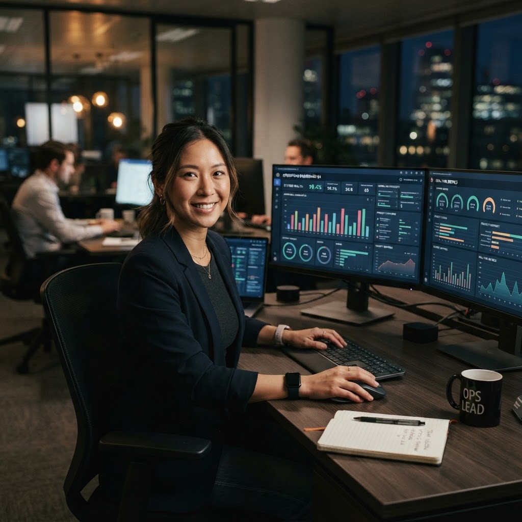 Adopted agents are boring. Nobody celebrates them because they just work. Operations lead confidently managing workflows across multiple monitors
