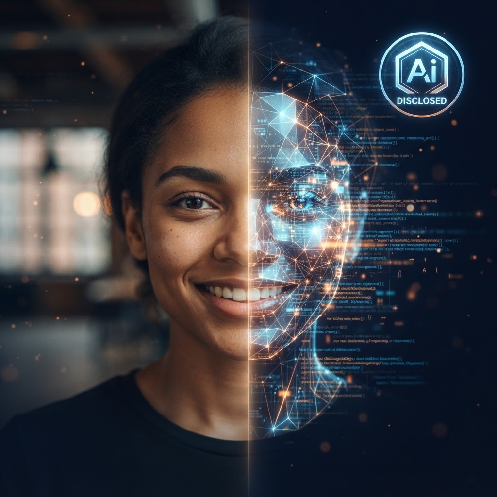 AI-generated synthetic performer concept in cannabis advertising
