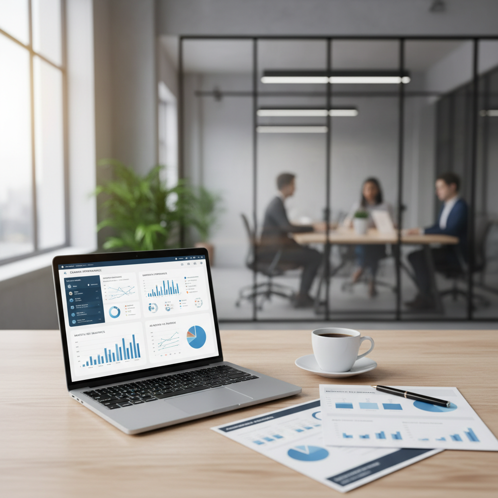 CMO at desk reviewing declining ROI metrics