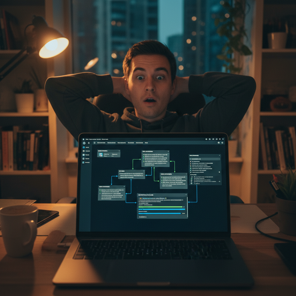 Person watching Claude AI complete complex multi-step research task autonomously