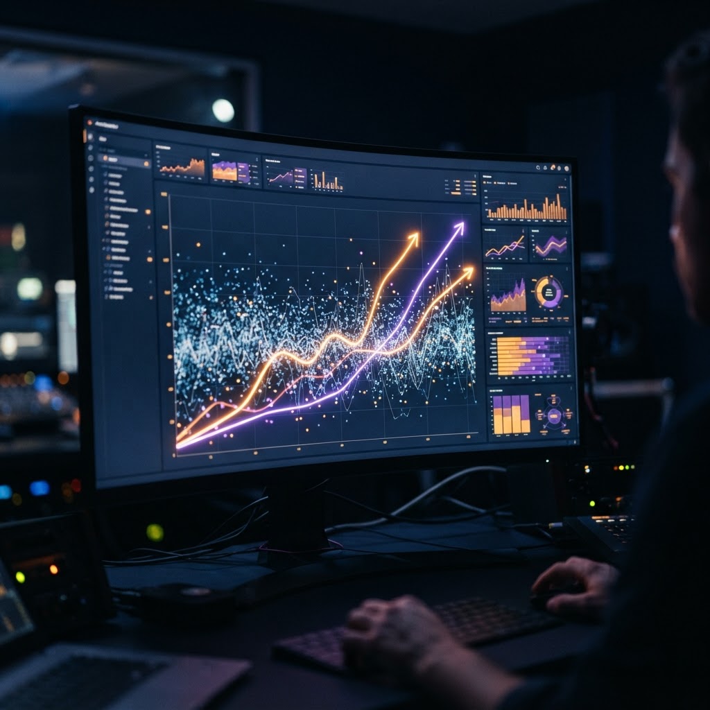 Clear signal lines rising from scattered noisy data