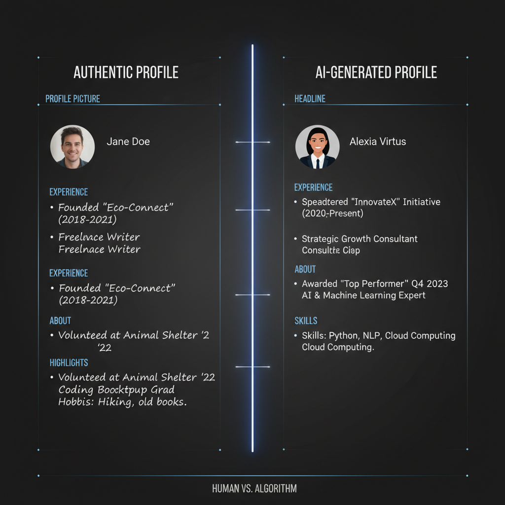 Authentic vs AI-generated profile comparison