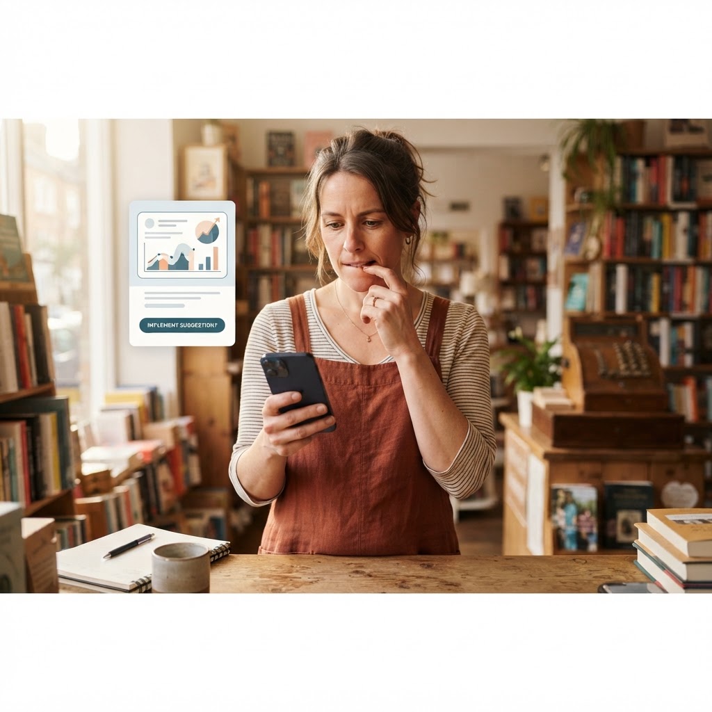 A bad feed entry becomes a human promise at the point of choice A shop owner deciding whether to trust an AI product recommendation