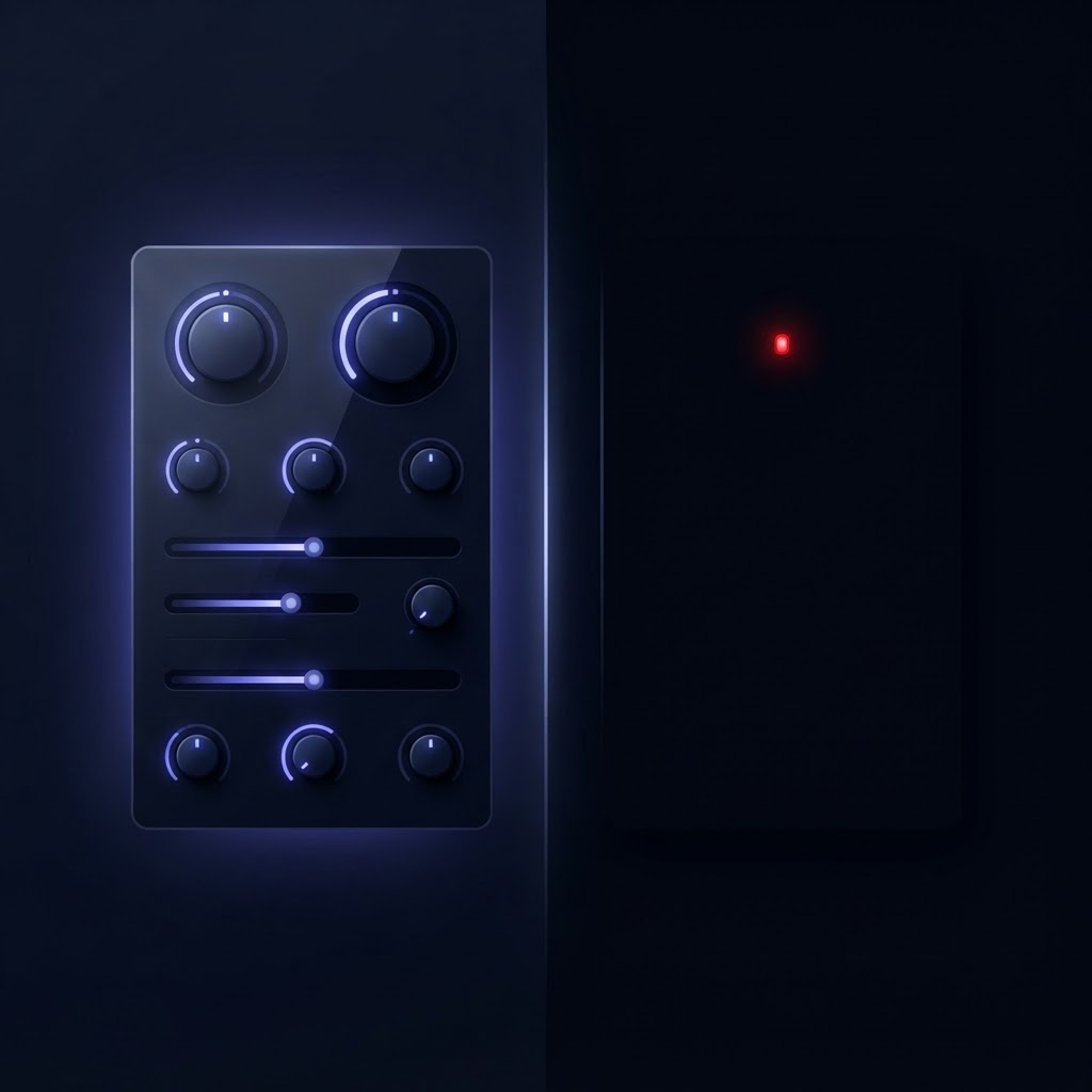 Advertisers get the knobs. Everyone else gets whatever the model decides. Comparison infographic showing two columns: advertisers with full controls vs organic brands with zero controls, dark editorial style, indigo and rose accents