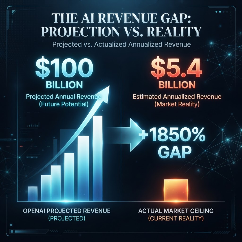 OpenAI's $100B fantasy meets the $5.4B ceiling. The gap between OpenAI's projections and market reality