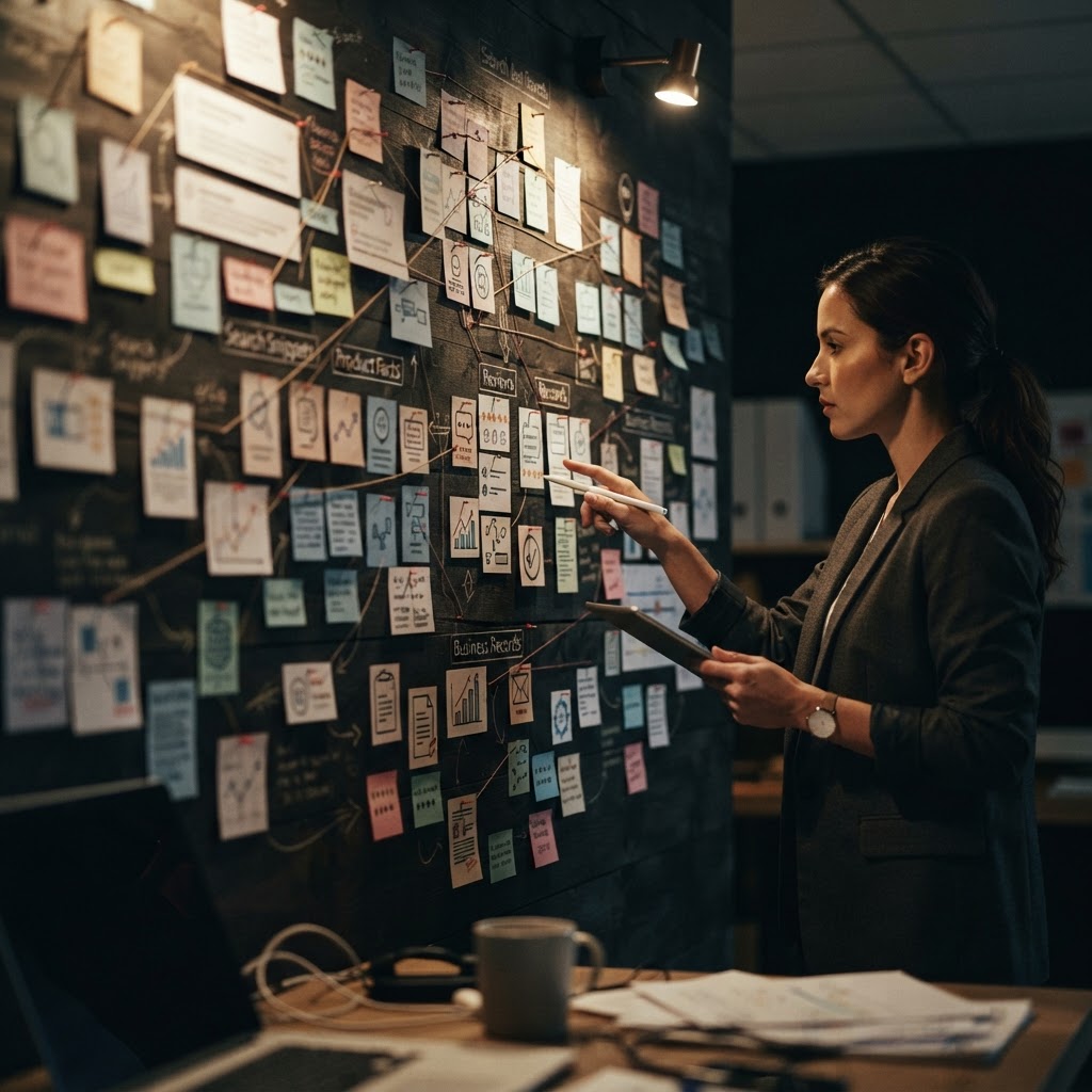 A marketer auditing a brand evidence trail across search snippets, reviews, and business records