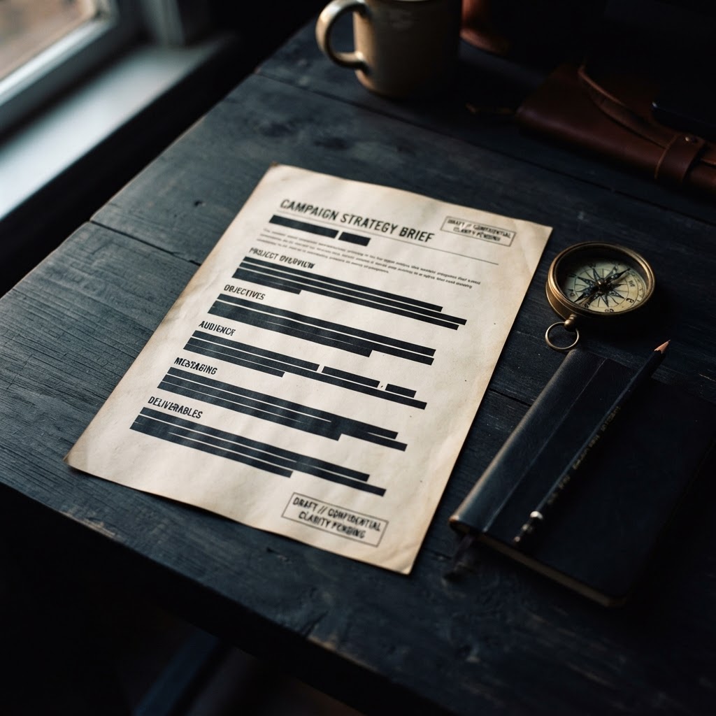 A campaign brief treated as a strategic decision document