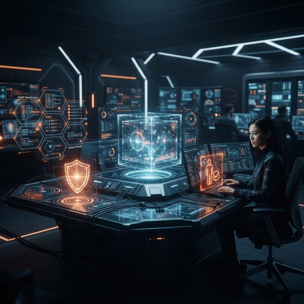 An AI marketing control room with consent, audit, and human review checkpoints