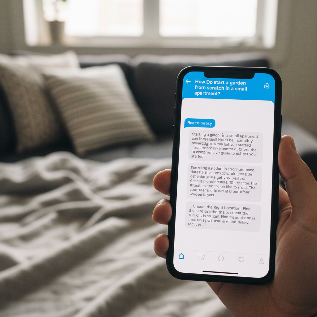 Person on phone using Claude for complex real-world task in casual setting